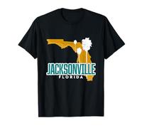 Jacksonville Coastal City Palm Trees and Florida Map Vintage T-Shirt