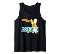 Jacksonville Coastal City Palm Trees and Florida Map Vintage Tank Top