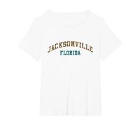Jacksonville Florida Athletic Sport Panther Pattern T-Shirt, Women's Plus, White, 1X