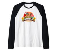 Jacksonville Florida USA Summer Dreamin' Beach Retro Sun Raglan Baseball Tee