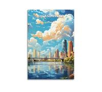 Jacksonville Florida Vintage Travel Poster Painting On Canvas Wall Art Scroll Picture Print Living Room Walls Decor Homes 20x30inch(50x75cm)