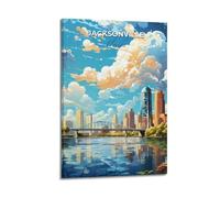 Jacksonville Florida Vintage Travel Poster Wall Art Scroll Canvas Painting Picture Living Room Decor Home 12x18inch(30x45cm)