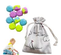 Jackstones Set - Five Stones, Smooth Polished Finish, Improve Reflexes Response Time, Classic Vintage Tabletop Game, Multi Player Interactive Fun | School Class Recess Break Activity