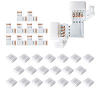 JACKYLED 10Pcs LED Strip Connectors L Shape 4-Pin with 22Pcs Connector Clips, 10mm Wide RGB Splitter Right Angle Corner Connector Solderless Gapless Adapter for RGB SMD 5050 3528 LED Light Strips