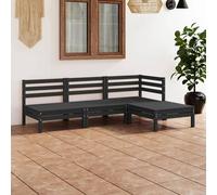 jaclyn solid pinewood 4 piece garden lounge set in black