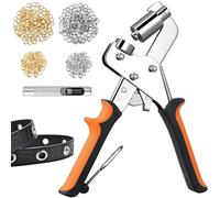 JACMKEON Eyelet Punch Kit 10mm Grommet Tool Kit with 300 Pcs Mental Grommets Metal Magnetic Eyelet Pliers, Hole Punch Tool for Fabric Belts Poster Canvas Tarpaulins