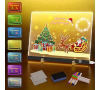 JACMKEON LED Drawing Board for Children 30x20cm LED Note Board for Kids Rewritable Light Up Acrylic LED Drawing Board with 7 Colors Pen & Stand Christmas Birthday Gifts for Teens