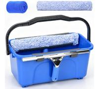 JACMKEON Professional Window Cleaning Equipment with 12L Bucket, Silicone Squeegee, Microfiber Scrubber, Window Cleaning Kit for Indoor Outdoor Windows, Conservatory, Car Windscreen, Shower Screen