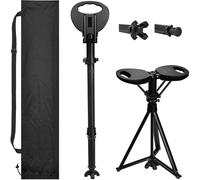 JACMKEON Walking Stick with Seat for Women and Men, 2-in-1Walking Cane with Seat Folding Lightweight, Aluminum Folding Walking Stick with Seat with Carry Bag