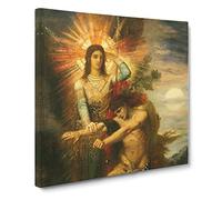 Jacob And The Angel by Gustave Moreau Classic Painting Canvas Wall Art Print Ready to Hang, Framed Picture for Living Room Bedroom Home Office Décor, 20x20 Inch (50x50 cm)