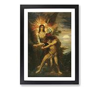 Jacob and The Angel by Gustave Moreau Framed Print | A2 Black Framed Wall Art | Ready to Hang | Modern Nature Picture | Living Room Bedroom Lounge Office