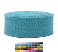 Jacob Bicerri 1.5" & 1" Herringbone Cotton Tape - 10 Yards - Teal Blue - 100% Natural Cotton - Craft & Sewing