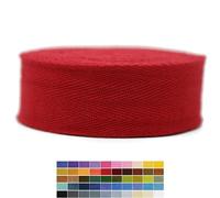 Jacob Bicerri 2" & 1.5" & 1.18' & 1" Cotton Herringbone Bias Binding Tape - 10 Yards - 50+ Colors - 100% Natural Cotton - Sewing, Wrapping, Craft, DIY - Apple Red