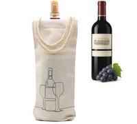 Jacob Bicerri Cotton Wine Bottle Bag with Rope Handles - Reusable Canvas Gift Bag for Wine or Champagne - Eco Friendly Drawstring Tote for Parties, Weddings, Birthdays WN24