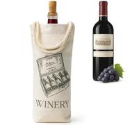 Jacob Bicerri Reusable Cotton Wine Gift Bag with Rope Handle - Eco Friendly Fabric Bottle Tote with collection Print - Elegant Washable Wine Carrier for Gifts, Parties & Home Decor WN16