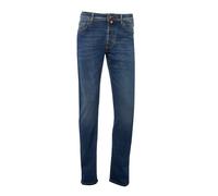 Jacob Cohen Mens Bard Slim Fit Bronze Stitching Jeans, Blue Denim MID WHISKER 32