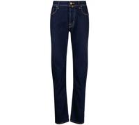 Jacob Cohen Mens Bard Suede Patch Slim Fit Jeans, Dark Indigo Rinse Denim DARK INDIGO 34