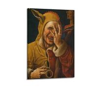Jacob Cornelisz Van Oostsanen，Laughing Fool Posters Trendy Artwork Canvas Prints Classic Wall Painting Decor for Modern Homes 08x12inch(20x30cm)