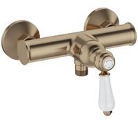 Jacob Delafon - Wall Mounted Shower Mixer Louise - Mechanical - Retro Design, Ceramic Handle - Water Saving - 21.5x16.5x17cm - Bronze Finish - E24362-BCN