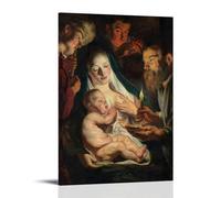 Jacob Jordaens 1616 The Holy Family with Shepherds Baroque Style Religious Scene Wall Art Print Decorative Painting Canvas Wall Art Living Rooms Bedroom Painting Frame-style 16x24inch(40x60cm)