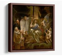 Jacob Jordaens- Divine law as the basis for human justice Canvas Floater Frame Square Print Picture Art - Walnut Frame 12 inch wide x 12 inch high