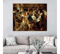 Jacob Jordaens《The Feast of the Bean King 》Canvas Prints Oil Painting Art Picture Poster Wall Decor Home Decoration(60x90cm)