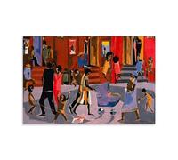 Jacob Lawrence 1943 Street Scene Harlem Community Artwork African American Life Poster for Home Decor Canvas Wall Art Picture Prints Hanging Photo Gift Idea Decor Homes Artworks Unframe 20x30inch(50x7