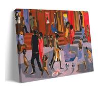 Jacob Lawrence 1943 Street Scene Harlem Community Artwork African American Life Poster for Home Decor Room Aesthetic Print Art Wall Painting Canvas Modern Bedroom Decor Frame 20x30inch(50x75cm)