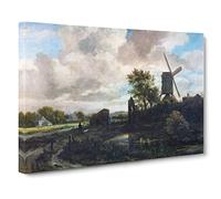 Jacob Ruisdael Evening Landscape Classic Painting Canvas Wall Art Print Ready to Hang, Framed Picture for Living Room Bedroom Home Office Décor, 20x14 Inch (50x35 cm)