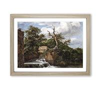 Jacob Ruisdael Landscape with a MIll and Ruins Classic Painting Framed Wall Art Print, Ready to Hang Picture for Living Room Bedroom Home Office Décor, Oak A3 (46 x 34 cm)