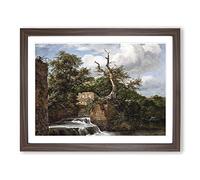 Jacob Ruisdael Landscape with a MIll and Ruins Classic Painting Framed Wall Art Print, Ready to Hang Picture for Living Room Bedroom Home Office Décor, Walnut A3 (46 x 34 cm)