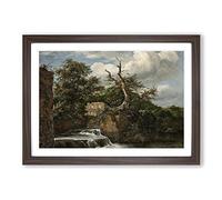 Jacob Ruisdael Landscape with a Mill and Ruins Framed Print | A2 Walnut Framed Wall Art | Ready to Hang | Modern Nature Picture | Living Room Bedroom Lounge Office