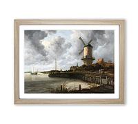 Jacob Ruisdael The Windmill Classic Painting Framed Wall Art Print, Ready to Hang Picture for Living Room Bedroom Home Office Décor, Oak A4 (34 x 25 cm)