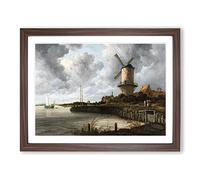 Jacob Ruisdael The Windmill Classic Painting Framed Wall Art Print, Ready to Hang Picture for Living Room Bedroom Home Office Décor, Walnut A3 (46 x 34 cm)