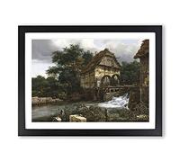 Jacob Ruisdael Two Watermills Classic Painting Framed Print | A3 Black Framed Wall Art | Ready to Hang | Classic Historical Picture | Living Room Bedroom Lounge Office