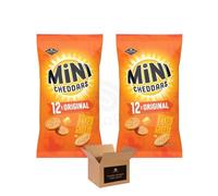 Jacob’s Mini Cheddars Red Leicester Cheese Grab Bag - Crunchy Biscuits, Classic British, Lunchbox Snacks, Party Food, Oven Baked Cheesy Crackers (Pack 2, Mini Cheddars 12x Originals)
