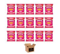 Jacob’s Mini Cheddars Red Leicester Cheese Grab Bag - Crunchy Biscuits, Classic British, Lunchbox Snacks, Party Food, Oven Baked Cheesy Crackers (case of 15, Crinklys Prawn Cocktail 90g)