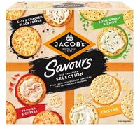 Jacob’s Savours Crackers Thins Selection - Cheese, Sour Cream & Chive, Paprika & Cheese and Salt & Cracked Black Pepper