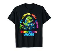 Jacob Schoolchild Personalized Back to School Dino Truck T-Shirt