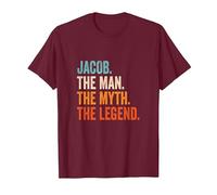 Jacob The Man The Myth The Legend First Name Jacob T-Shirt, Men, Burgundy, Large