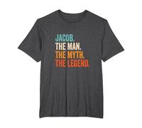 Jacob The Man The Myth The Legend First Name Jacob T-Shirt, Men's Big and Tall, Dark Heather Grey, 5X Tall