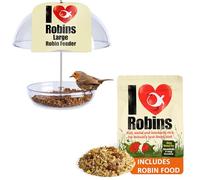 Jacobi Jayne® I Love Robins® Pearl Feeder™ - Attracts Small Garden Birds. HangIng Bird seed Feeder Perfect For Seed Mixes And Mealworms. (Large with Robin Food)