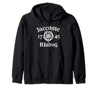 Jacobite Rising 1745 White Rose Distressed Print Zip Hoodie