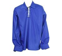Jacobite Shirt for Men Scottish Ghillie Kilt Shirt Long Sleeve Lace Up Medieval Renaissance Pirates Shirt (Royal Blue, L)