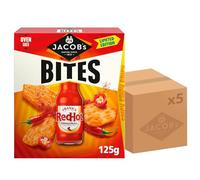 JACOB'S Bites Franks Red Hot Original Crackers, 125 g (Pack of 5)