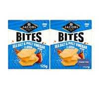 Jacob's Bites Sea Salt & Malt Vinegar Crackers 125g (Pack of 2)