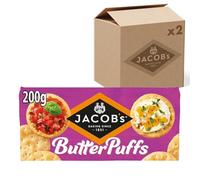 JACOB'S Butter Puffs Crackers - The Light & Flaky Biscuit, 200 g (Pack of 2),Delicate & Crispy Texture, Perfect for Sharing, Ideal for Snacks & Cheese Boards
