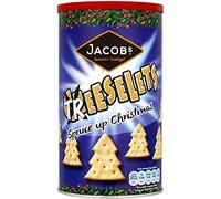 Jacobs Cheeselets Christmas Caddy 280g, Treeselets Spruce up Christmas Baked Not Fried, Cheese Flavour Snack Biscuits, Pack of 4