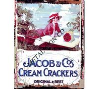 JACOBS & CO CREAM CRACKERS METAL SIGN RETRO VINTAGE STYLE LARGE 12X16in 30x40cm kitchen games room man cave office wall art cafe