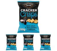 JACOB'S Cracker Crisps Salt and Balsamic Sharing Bag, 150 g (Pack of 4)
